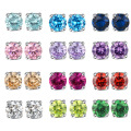 925 Sterling Silver Cubic Zirconia 12 Months Birthstone Solitaire Small Stud Earrings With Austrian Crystal For ladies